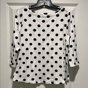💕HP💕Charter Club Boatneck 3/4 Sleeve Polka Dot top - size L